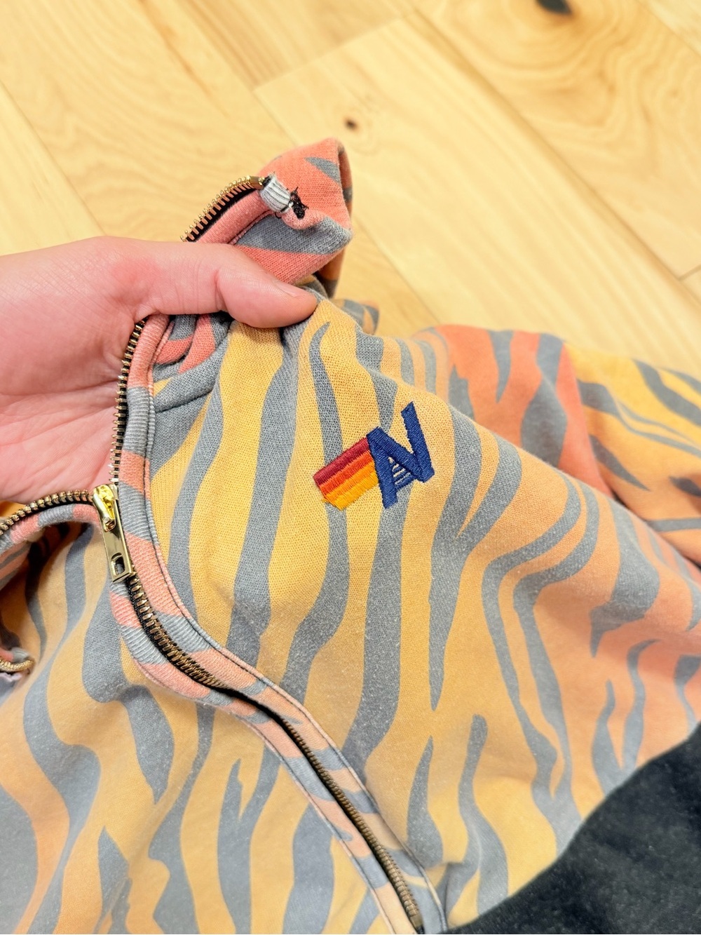 Aviator Nation Fleece Unisex Half Zip Color Block Jacket - Tiger - Picture 3 of 6